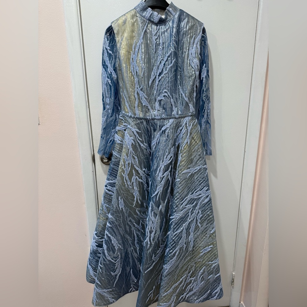 IN COUTURE TEA LENGTH BLUE DRESS